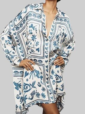 Corey Lynn Calter Long-Sleeve Printed Mini Shirt Dress